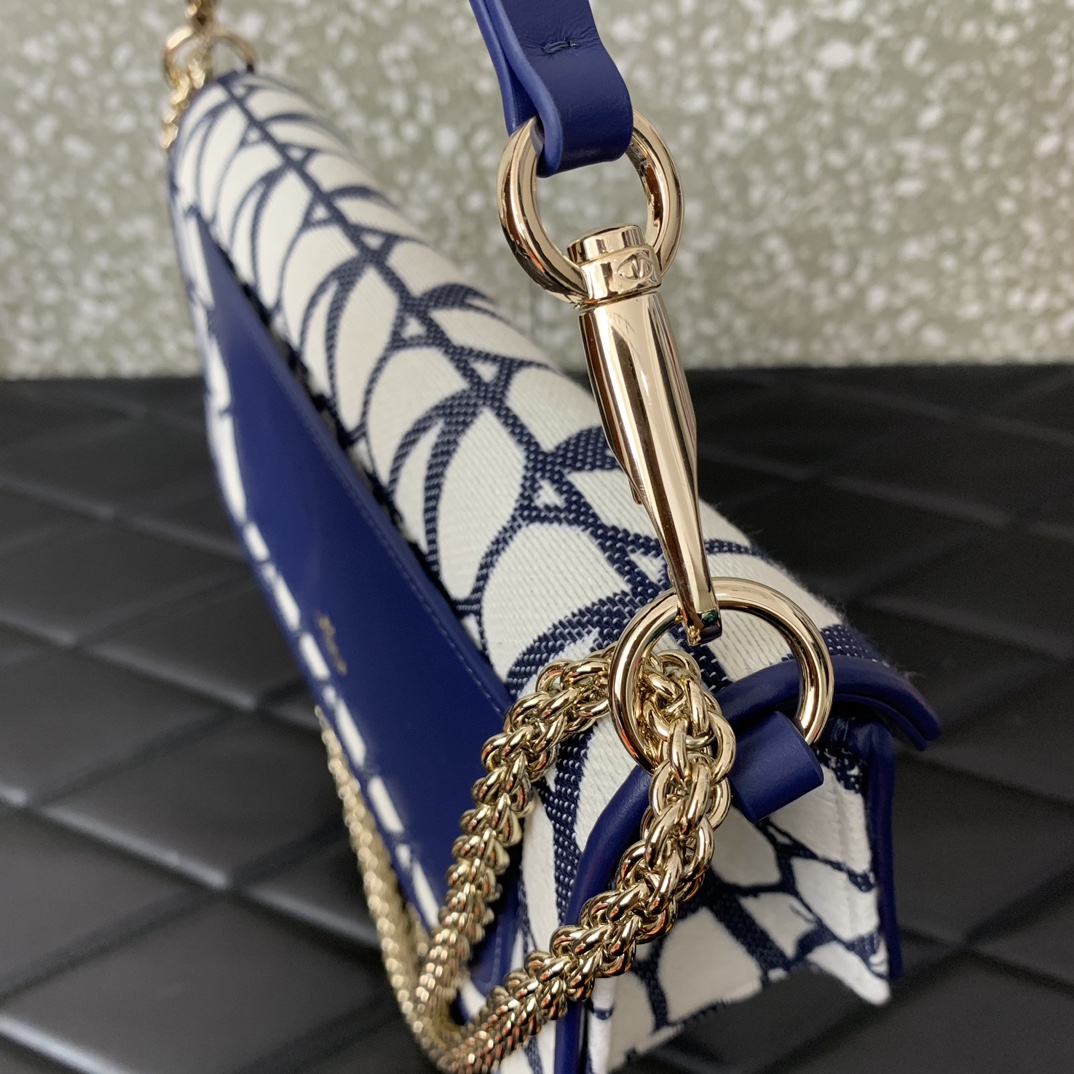 Valentino Garavani Loco Shoulder Bag in Blue Toile Iconographe